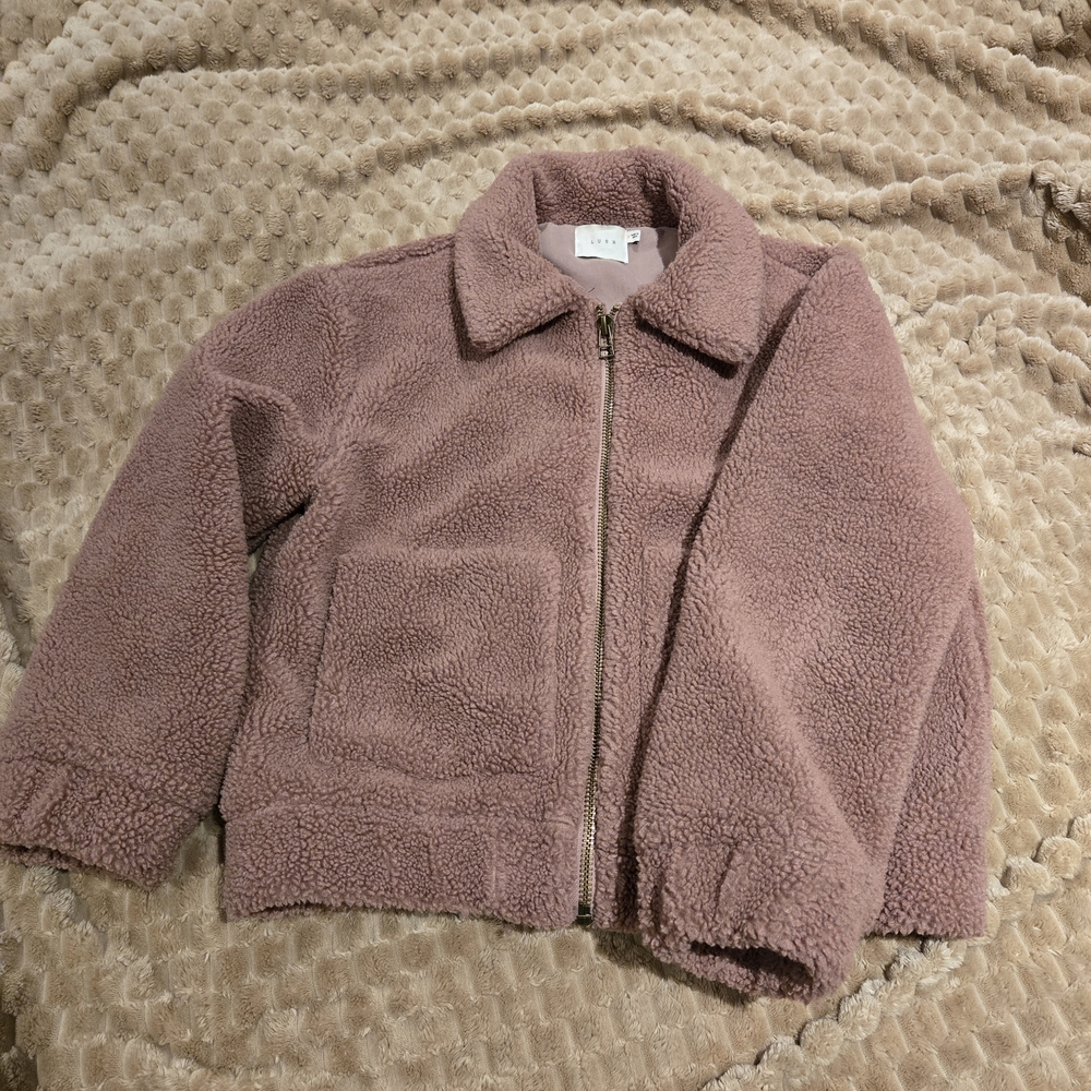 Dusty Blush Faux Shearling Bomber Jacket